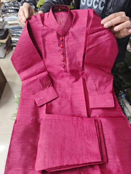 Pink Raw Silk - Kurta Pajama
