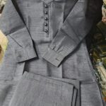 Dark Black Raw Silk - Kurta Pajama